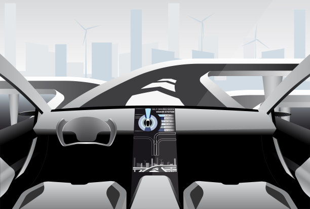高科技道路上的未来式自动驾驶汽车