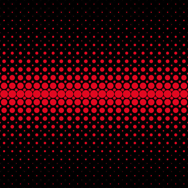 抽象的半色调网点模式背景-向量图形从红圈上的黑色背景