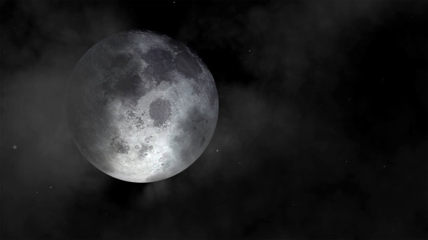 超级月亮。吸引人的图像的夜空与多云和明亮的满月和星星。(图片元素由美国宇航局提供)