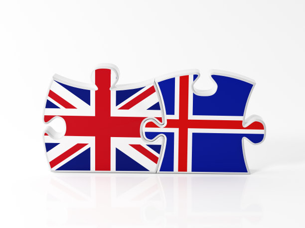 用英国和冰岛国旗纹理的拼图