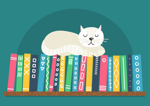书架上有白猫的书