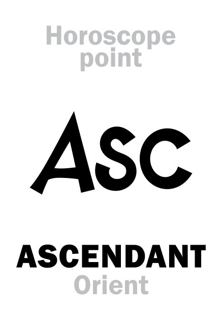 占星字母表:ASC(上升)，占星的东方点。象形文字符号(单符号)。