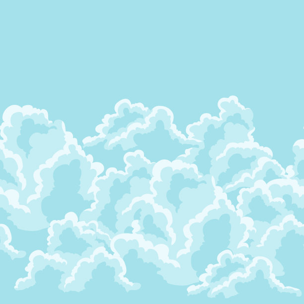蔚蓝的天空与卷云的无缝图案