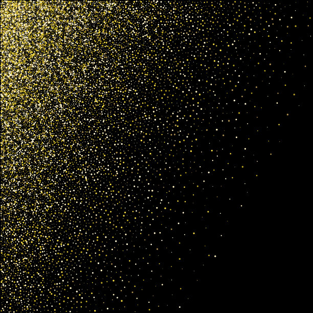 黑色背景上的金色闪光纹理。金色的五彩纸屑。金色颗粒抽象纹理上的黑色背景。设计元素
