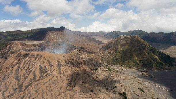 带有火山口的活火山。Gunung Bromo，爪哇，印度尼西亚