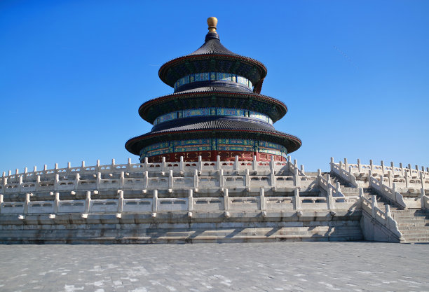 中国北京的天坛，古代祭祀庙景色