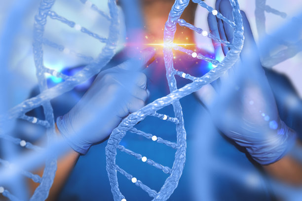 基因编辑基因治疗概念与护士和DNA实验室技术员医学