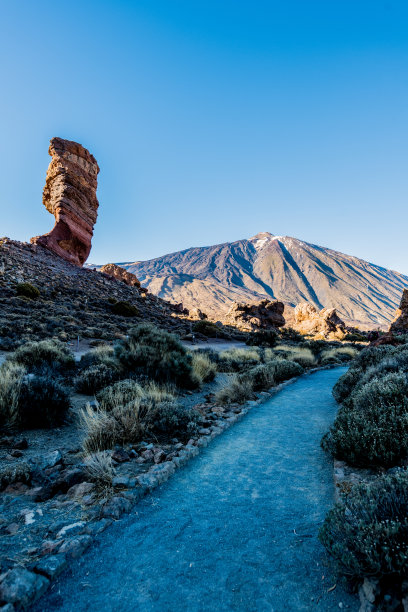 Roque Cinchado岩层全景与Pico del Teide