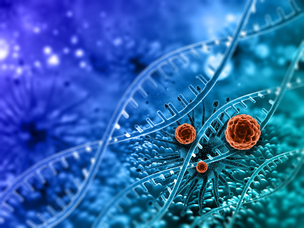 3D医学背景与病毒细胞和DNA链