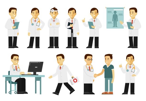 药人字符集在平面风格孤立在白色背景