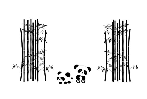 笔涂鸦插画教师节插画国潮绿色竹林中国风动物熊猫祥云元素原创插画