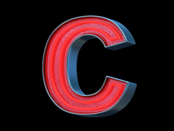 红色霓虹字体-字母C