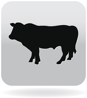 免版税牛肉，阉牛屠夫烧烤图标在灰色