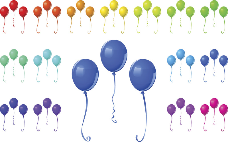 多色的,气球,风,白色背景,紫色,图标集,大量物体,背景分离,布置,庆祝