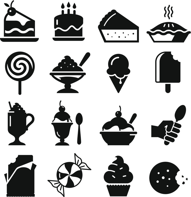 计算机图标,甜点心,黑色,组图,牛奶,汤匙,图标集,成组图片,奶昔,设计元素