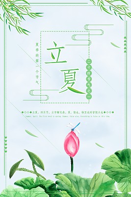 小清新荷花立夏促销海报 小清新荷花立夏促销海报