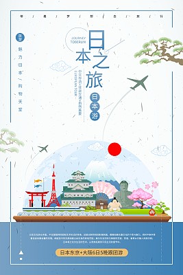 时尚日本东京旅游促销海报