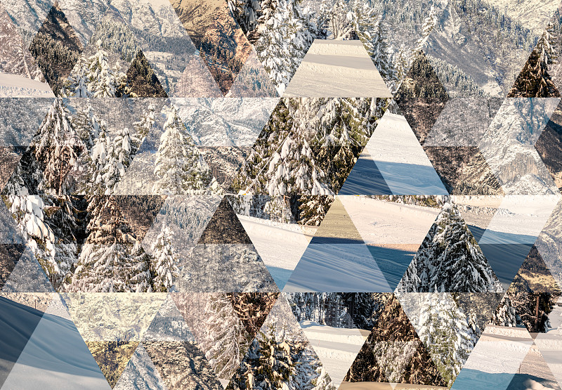 背景,镶嵌图案,三角形,抽象,寒冷,飘然,雪山,雪,现代,岩石