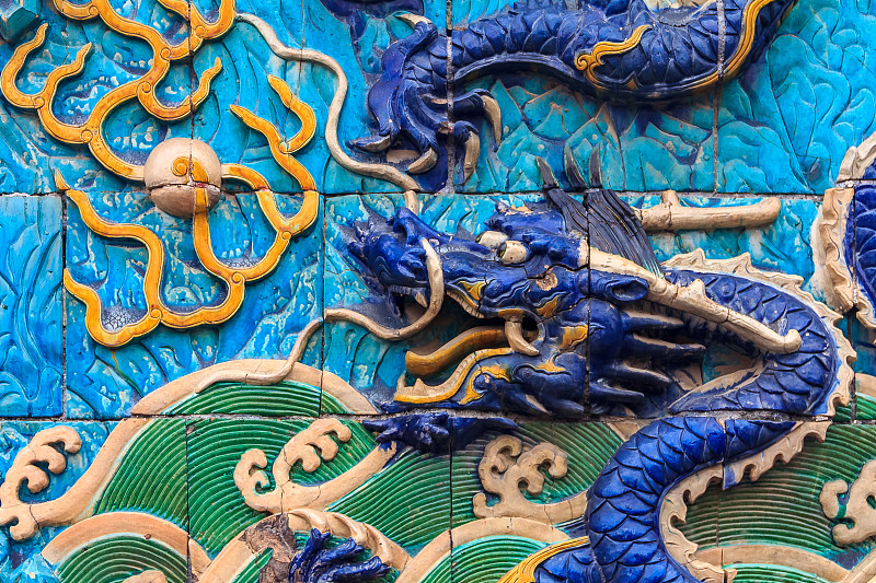 中国,北京,珍珠牡蛎,龙,墙,数字9,雕刻物,进行中,大理石