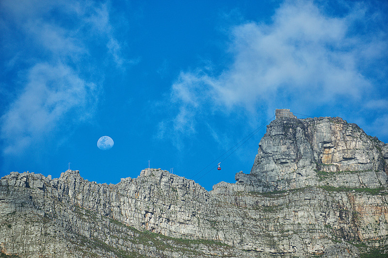 南非桌山,缆车,云,沙岩,户外,高处,钢缆,晴朗,自然,白昼