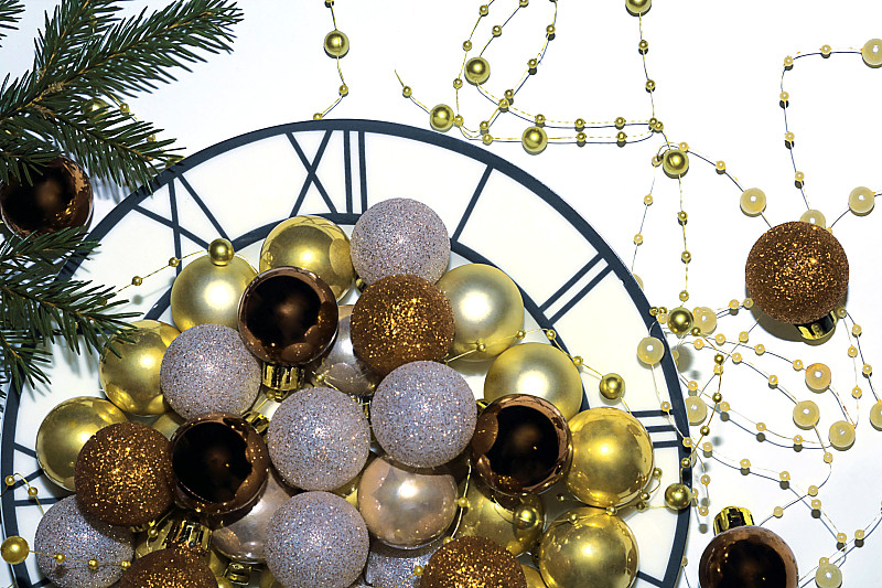 新年前夕,圣诞树,珠子,圣诞装饰,钟,计划书,概念,装饰