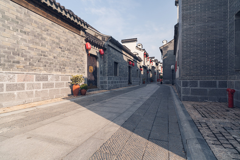 建筑外部,南京,空的路,空的,砖,黄昏,复古风格,巷,肮脏的,著名景点