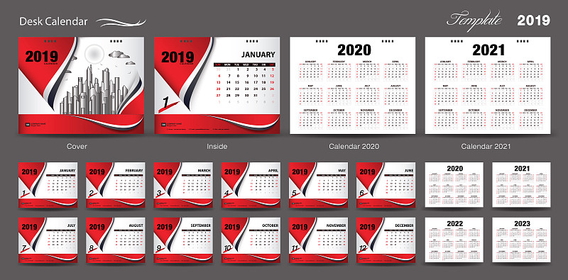 2020,模板,印刷机,2019,矢量,日历,星期,传单,2023年,静止的