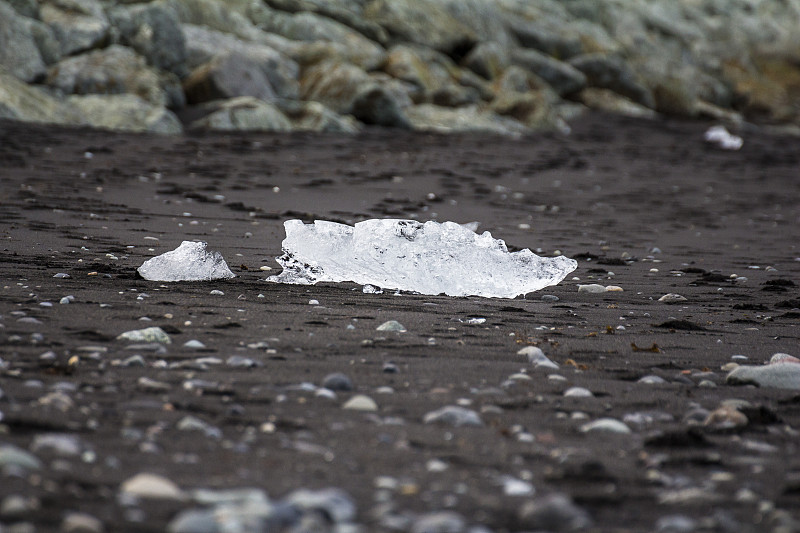 钻石,水晶,冰,冰岛国,海滩,熔岩,黑色背景,云,杰古沙龙湖