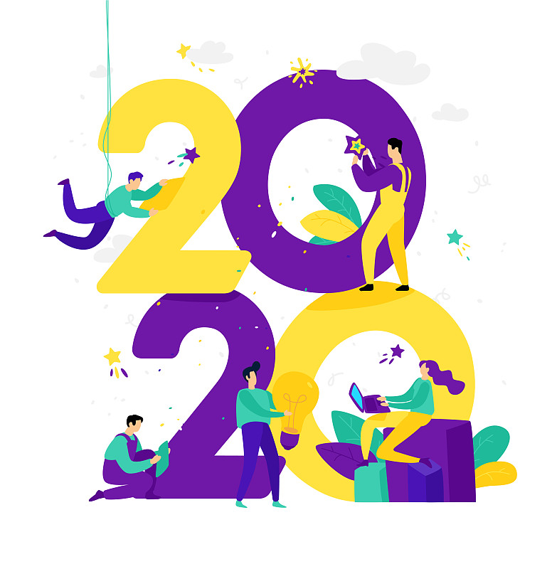 2020,办公室,矢量,职业,日历,绘画插图,人,数字,庆祝