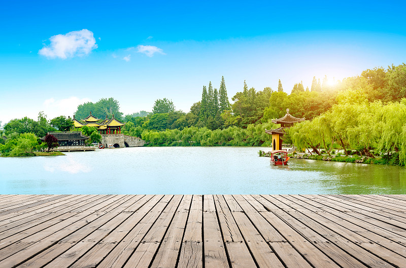 扬州,桥,瘦西湖,传统,池塘,著名景点,自然美,春天,湖,园林