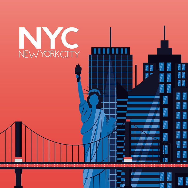 纽约,商务,自由,著名景点,背景,绘画插图,建筑,办公室,城市,都市风景