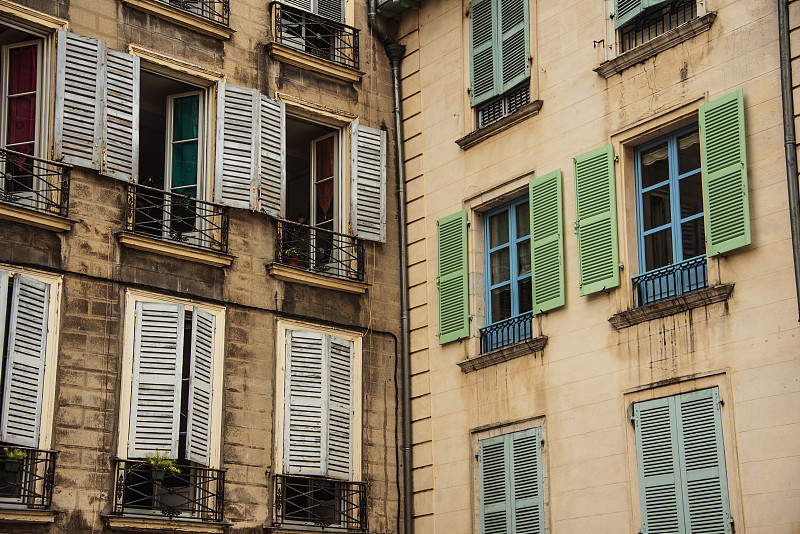 巴约纳,法国,外立面,城市生活,百叶窗,窗户,植物,建筑,木制,城市
