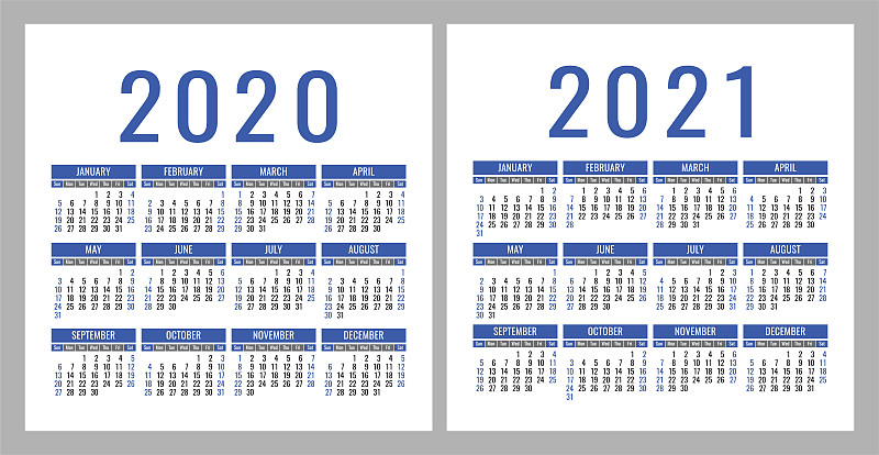 2020,模板,矢量,日历,星期日,星期,2021,色彩鲜艳,设计,布置
