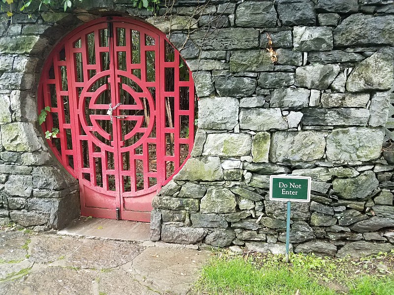 红色,门,禁止进入记号,东方石景花园,户外,石材,关闭的,自然,图像,水平画幅
