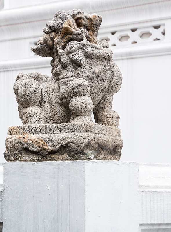 传统,狮子,雕像,石材,高雅,华丽的,泰国,肮脏的,古董,古典式