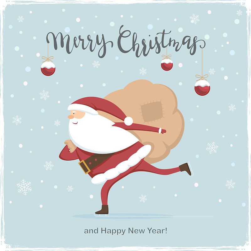 球体,大口袋,圣诞老公,可爱的,运动,圣诞帽,新年前夕,雪,虚拟角色