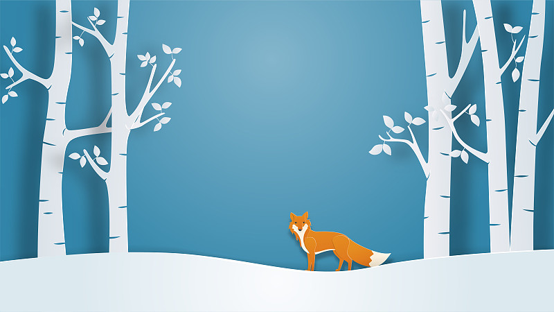 雪,狐狸,背景,绘画插图,冬天,矢量,森林,设计,树
