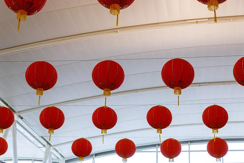 华丽的,中国灯笼,红色,多色的,新年前夕,春节,灯笼,狂欢节,热情,中国