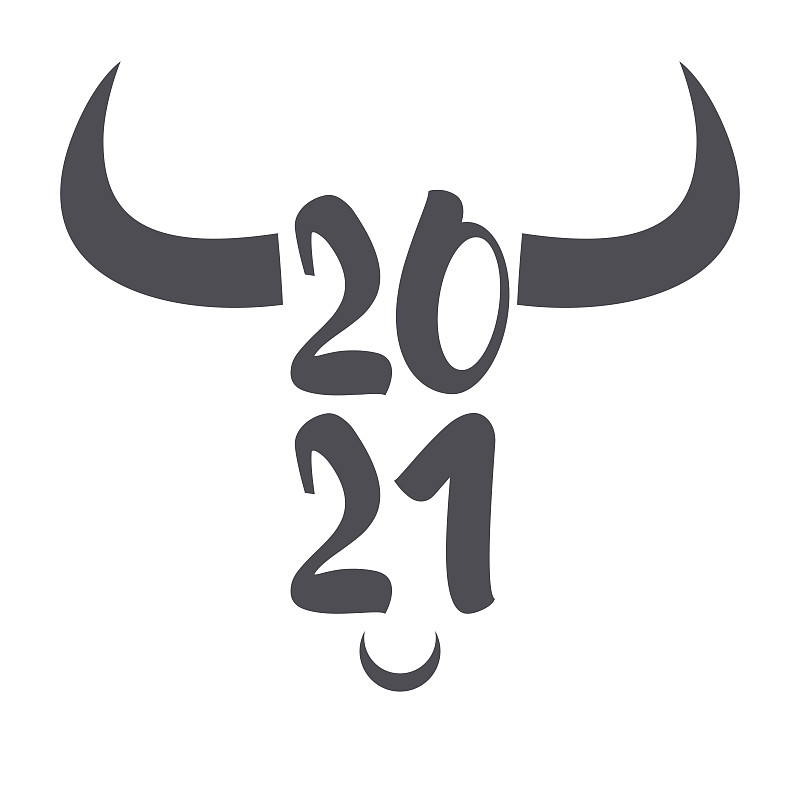 春节,新年前夕,十二生肖,绘画插图,符号,野牛,标志,2021,极简构图,设计