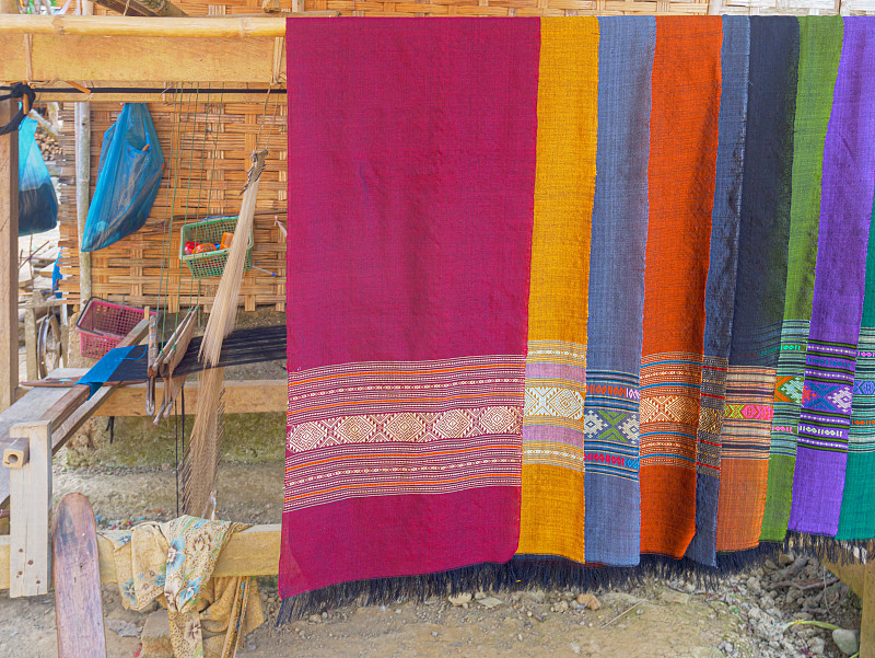 传统,纺织品,色彩鲜艳,乡村,围巾,机织织物,手艺,老挝