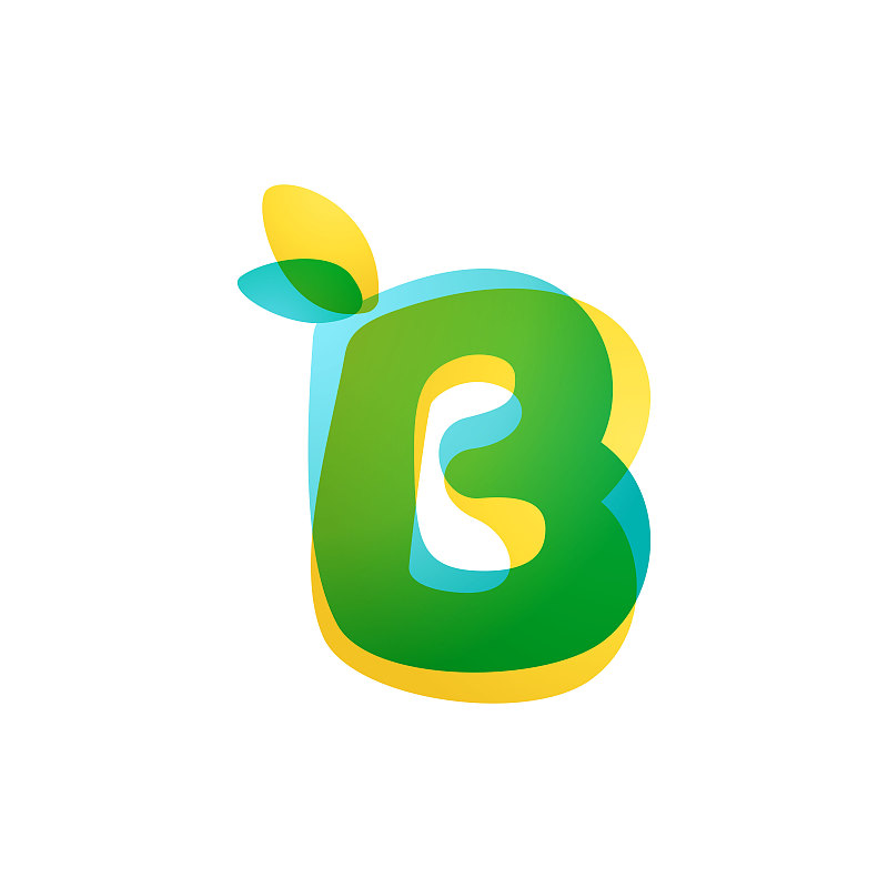 英文字母b,环境,品牌名称,多层效果,叶子,绿色,字体,山,生物学,水彩画颜料