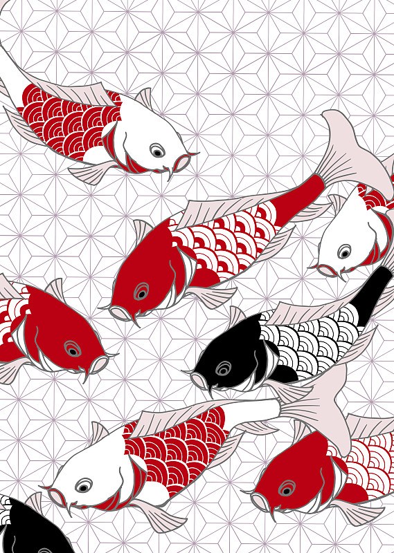 鲤鱼,式样,日本,横截面,符号,新年,红色,垂直画幅,新年前夕,图像