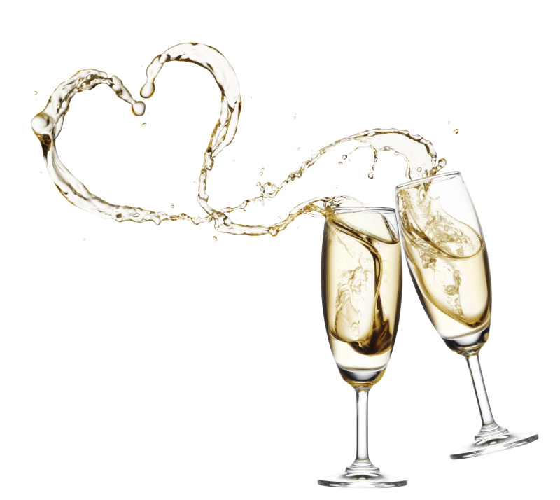 香槟,玻璃杯,液体,心型,含酒精饮料,香槟色,饮食,图像,干杯,溅