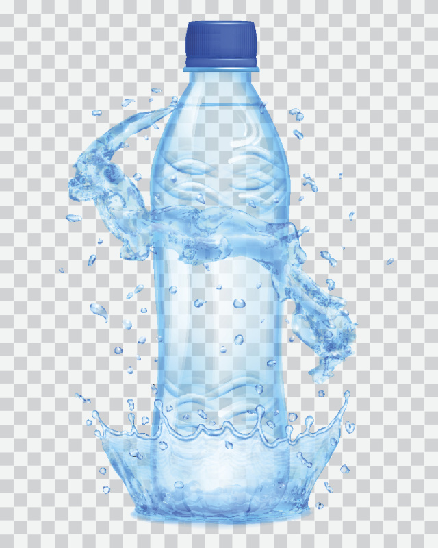 浅蓝色,水,塑胶,瓶子,王冠,透明,水花,水瓶,纯净水,碳酸饮料