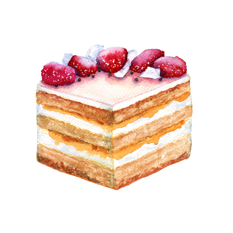 蛋糕,饼干,草莓,切片食物,白色背景,分离着色,蛋糕切片,甜点心,维也纳,华夫饼