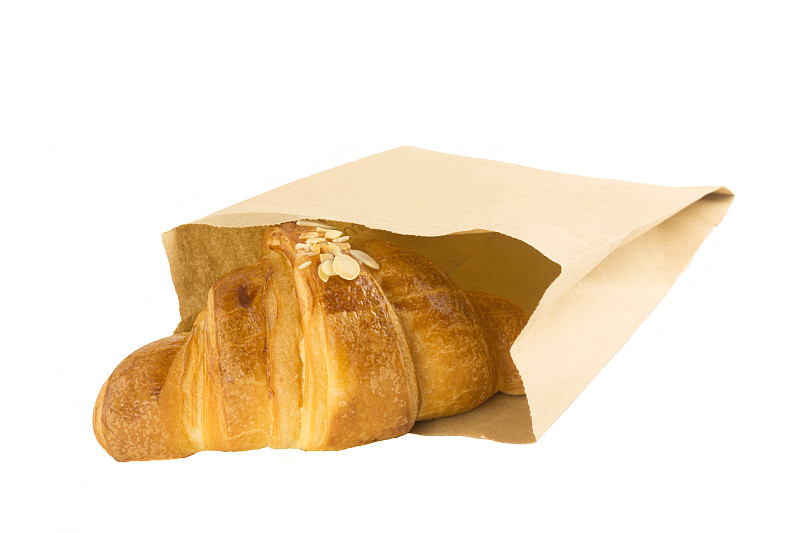 牛角面包,纸,分离着色,杏仁,白色背景,狗,周末活动,法式长棍面包,百吉饼,一个物体