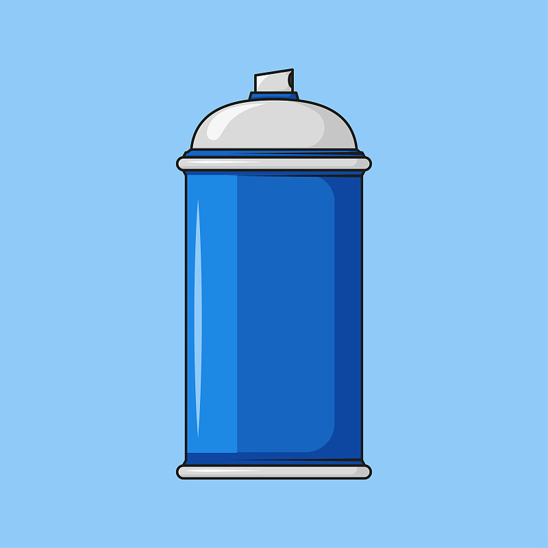 喷雾罐,蓝色,平坦的,蓝色背景,一个物体,背景分离,圆柱体,现代,瓶子,涂料