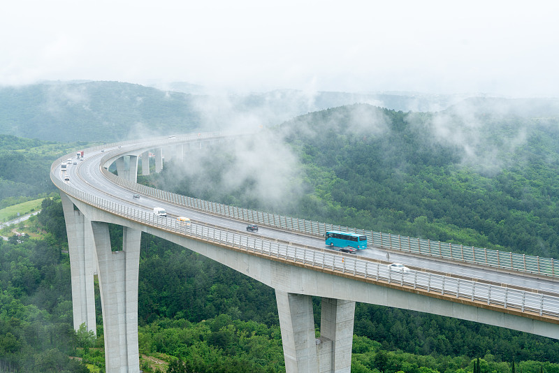 交通,高架桥,雾,斯洛文尼亚,山,航拍视角,kalgoorlie,背景,旅途,沥青