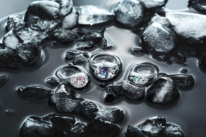 水,戒指,玻璃,冰,透明,暗色,纯净,华贵,坏掉的,贵重宝石