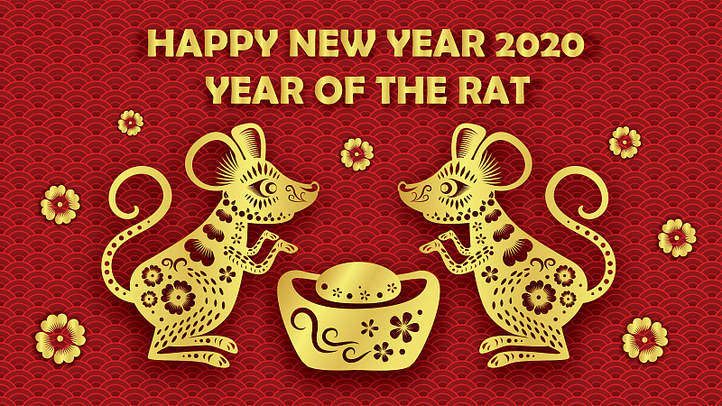 鼠年,春节,幸福,传统,2020,贺卡,环境,新年前夕,泰国,十二生肖
